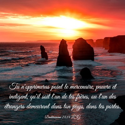Picture 03 - Deutéronome 24:14 LSG - Tu n'opprimeras point le mercenaire, pauvre et - Bible Verse Picture