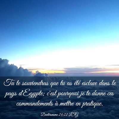Picture 03 - Deutéronome 24:22 LSG - Tu te souviendras que tu as été esclave dans le - Bible Verse Picture