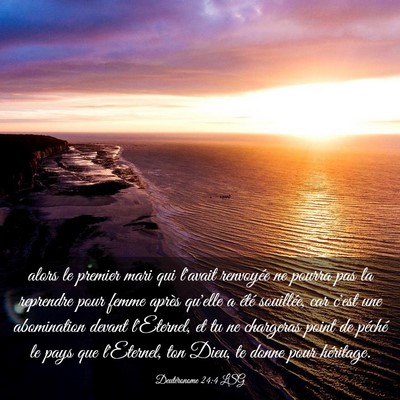 Picture 03 - Deutéronome 24:4 LSG - alors le premier mari qui l'avait renvoyée ne - Bible Verse Picture