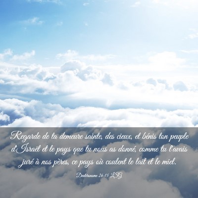 Picture 03 - Deutéronome 26:15 LSG - Regarde de ta demeure sainte, des cieux, et - Bible Verse Picture