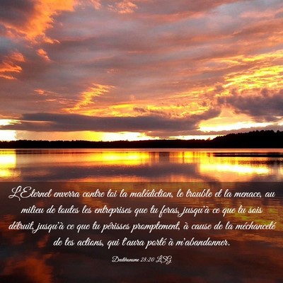 Picture 03 - Deutéronome 28:20 LSG - L'Eternel enverra contre toi la malédiction, le - Bible Verse Picture