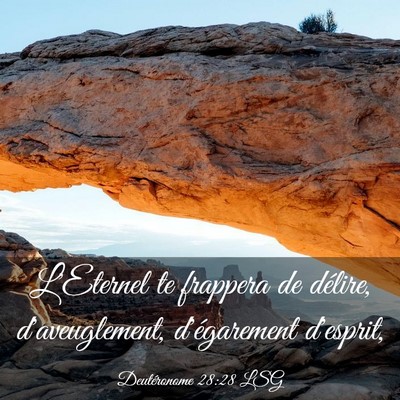 Picture 03 - Deutéronome 28:28 LSG - L'Eternel te frappera de délire, d'aveuglement, - Bible Verse Picture