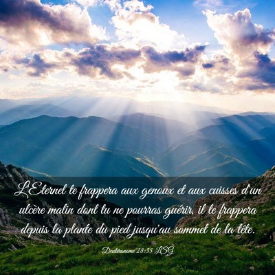 Picture 03 - Deutéronome 28:35 LSG - L'Eternel te frappera aux genoux et aux cuisses - Bible Verse Picture