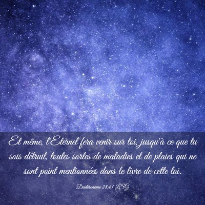 Picture 03 - Deutéronome 28:61 LSG - Et même, l'Eternel fera venir sur toi, jusqu'à - Bible Verse Picture