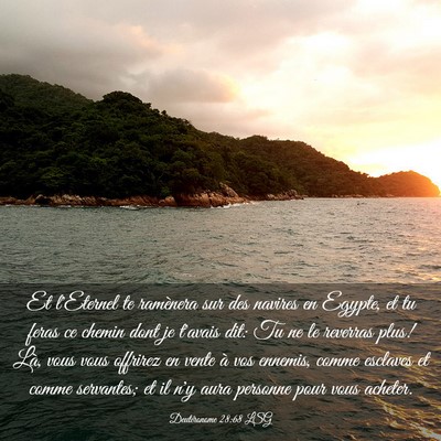 Picture 03 - Deutéronome 28:68 LSG - Et l'Eternel te ramènera sur des navires en - Bible Verse Picture