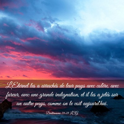 Picture 03 - Deutéronome 29:28 LSG - L'Eternel les a arrachés de leur pays avec - Bible Verse Picture