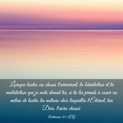 Picture 03 - Deutéronome 30:1 LSG - Lorsque toutes ces choses t'arriveront, la - Bible Verse Picture
