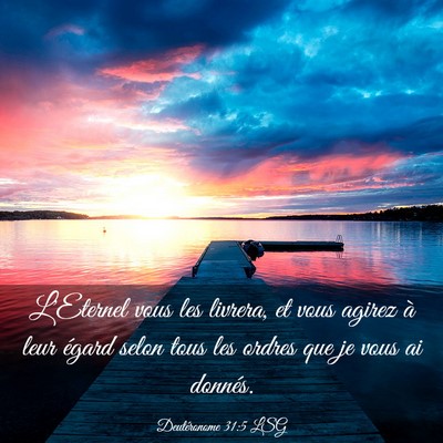 Picture 03 - Deutéronome 31:5 LSG - L'Eternel vous les livrera, et vous agirez à - Bible Verse Picture