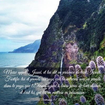 Picture 03 - Deutéronome 31:7 LSG - Moïse appela Josué, et lui dit en présence de - Bible Verse Picture
