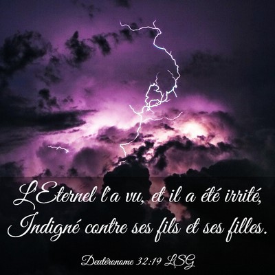 Picture 03 - Deutéronome 32:19 LSG - L'Eternel l'a vu, et il a été irrité, Indigné - Bible Verse Picture