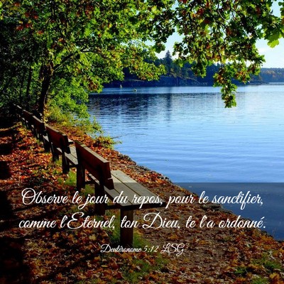 Picture 03 - Deutéronome 5:12 LSG - Observe le jour du repos, pour le sanctifier, - Bible Verse Picture