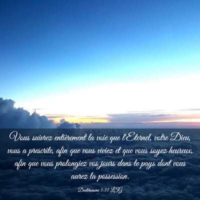 Picture 03 - Deutéronome 5:33 LSG - Vous suivrez entièrement la voie que l'Eternel, - Bible Verse Picture