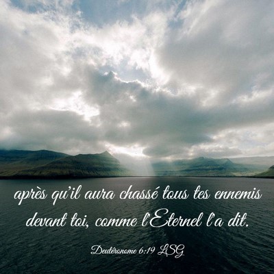 Picture 03 - Deutéronome 6:19 LSG - après qu'il aura chassé tous tes ennemis devant - Bible Verse Picture