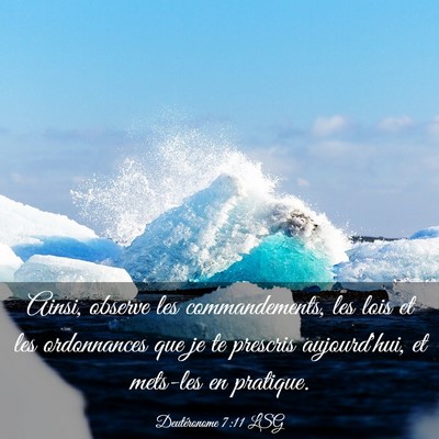 Picture 03 - Deutéronome 7:11 LSG - Ainsi, observe les commandements, les lois et les - Bible Verse Picture