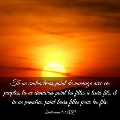 Picture 03 - Deutéronome 7:3 LSG - Tu ne contracteras point de mariage avec ces - Bible Verse Picture