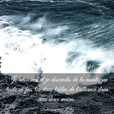 Picture 03 - Deutéronome 9:15 LSG - Je retournai et je descendis de la montagne toute - Bible Verse Picture