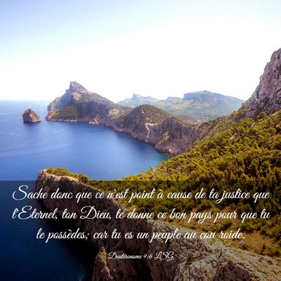 Picture 03 - Deutéronome 9:6 LSG - Sache donc que ce n'est point à cause de ta - Bible Verse Picture