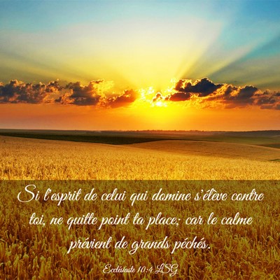 Picture 03 - Ecclésiaste 10:4 LSG - Si l'esprit de celui qui domine s'élève contre - Bible Verse Picture