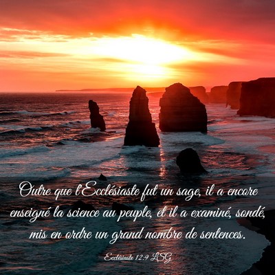 Picture 03 - Ecclésiaste 12:9 LSG - Outre que l'Ecclésiaste fut un sage, il a encore - Bible Verse Picture