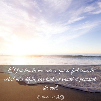 Picture 03 - Ecclésiaste 2:17 LSG - Et j'ai haï la vie, car ce qui se fait sous le - Bible Verse Picture