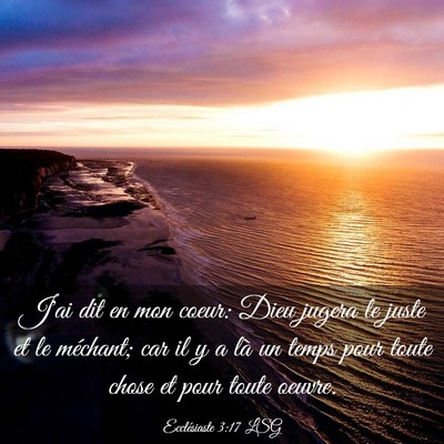 Picture 03 - Ecclésiaste 3:17 LSG - J'ai dit en mon coeur: Dieu jugera le juste et le - Bible Verse Picture