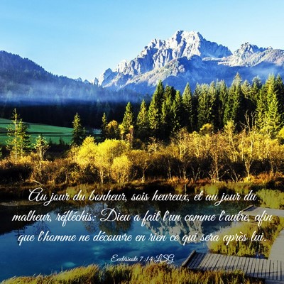Picture 03 - Ecclésiaste 7:14 LSG - Au jour du bonheur, sois heureux, et au jour du - Bible Verse Picture