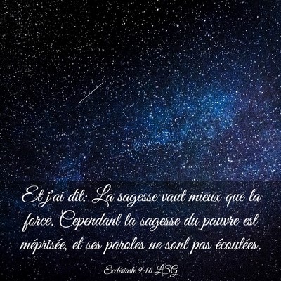 Picture 03 - Ecclésiaste 9:16 LSG - Et j'ai dit: La sagesse vaut mieux que la force. - Bible Verse Picture