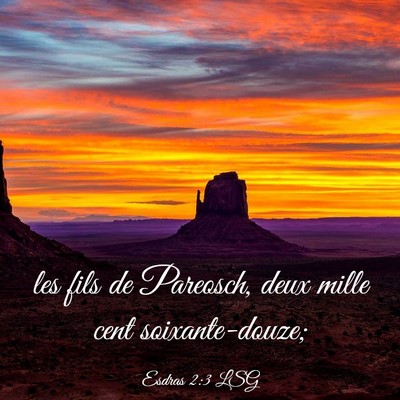 Picture 03 - Esdras 2:3 LSG - les fils de Pareosch, deux mille cent - Bible Verse Picture