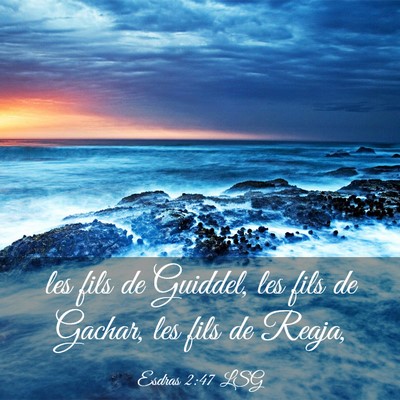 Picture 03 - Esdras 2:47 LSG - les fils de Guiddel, les fils de Gachar, les fils - Bible Verse Picture