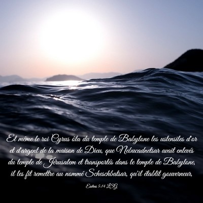 Picture 03 - Esdras 5:14 LSG - Et même le roi Cyrus ôta du temple de Babylone - Bible Verse Picture