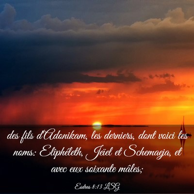 Picture 03 - Esdras 8:13 LSG - des fils d'Adonikam, les derniers, dont voici les - Bible Verse Picture
