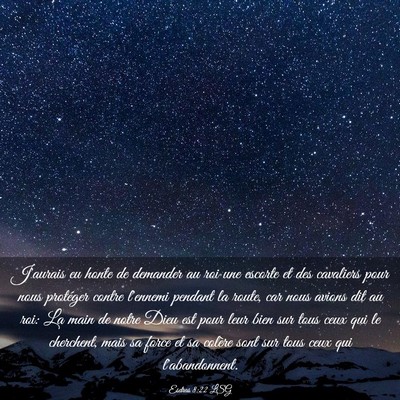 Picture 03 - Esdras 8:22 LSG - J'aurais eu honte de demander au roi une escorte - Bible Verse Picture