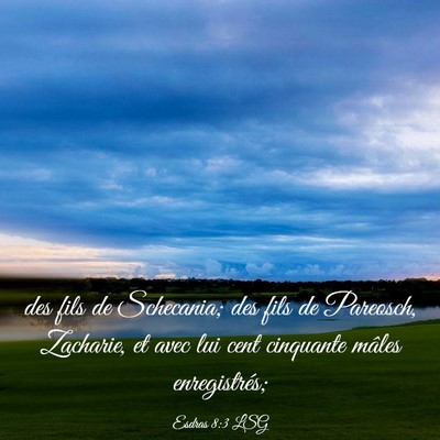 Picture 03 - Esdras 8:3 LSG - des fils de Schecania; des fils de Pareosch, - Bible Verse Picture