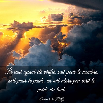 Picture 03 - Esdras 8:34 LSG - Le tout ayant été vérifié, soit pour le - Bible Verse Picture