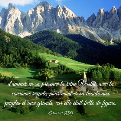 Picture 03 - Esther 1:11 LSG - d'amener en sa présence la reine Vasthi, avec la - Bible Verse Picture