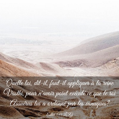 Picture 03 - Esther 1:15 LSG - Quelle loi, dit-il, faut-il appliquer à la reine - Bible Verse Picture