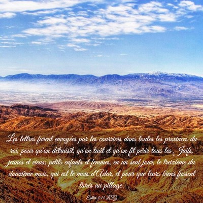 Picture 03 - Esther 3:13 LSG - Les lettres furent envoyées par les courriers - Bible Verse Picture