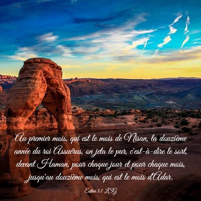 Picture 03 - Esther 3:7 LSG - Au premier mois, qui est le mois de Nisan, la - Bible Verse Picture