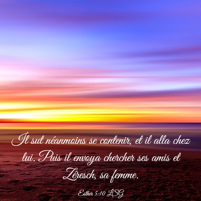 Picture 03 - Esther 5:10 LSG - Il sut néanmoins se contenir, et il alla chez - Bible Verse Picture
