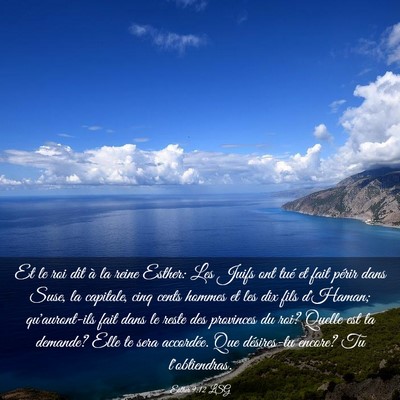 Picture 03 - Esther 9:12 LSG - Et le roi dit à la reine Esther: Les Juifs ont - Bible Verse Picture
