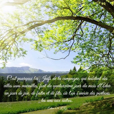Picture 03 - Esther 9:19 LSG - C'est pourquoi les Juifs de la campagne, qui - Bible Verse Picture