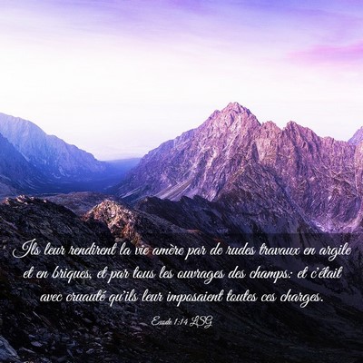 Picture 03 - Exode 1:14 LSG - Ils leur rendirent la vie amère par de rudes - Bible Verse Picture