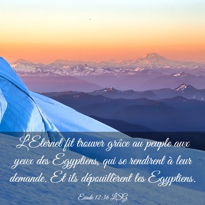 Picture 03 - Exode 12:36 LSG - L'Eternel fit trouver grâce au peuple aux yeux - Bible Verse Picture
