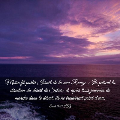Picture 03 - Exode 15:22 LSG - Moïse fit partir Israël de la mer Rouge. Ils - Bible Verse Picture