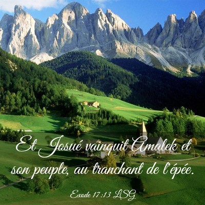 Picture 03 - Exode 17:13 LSG - Et Josué vainquit Amalek et son peuple, au - Bible Verse Picture