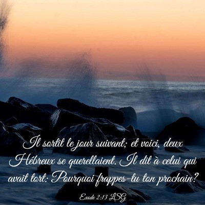 Picture 03 - Exode 2:13 LSG - Il sortit le jour suivant; et voici, deux - Bible Verse Picture
