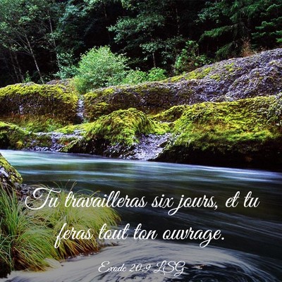 Picture 03 - Exode 20:9 LSG - Tu travailleras six jours, et tu feras tout ton - Bible Verse Picture