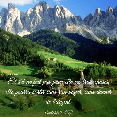 Picture 03 - Exode 21:11 LSG - Et s'il ne fait pas pour elle ces trois choses, - Bible Verse Picture