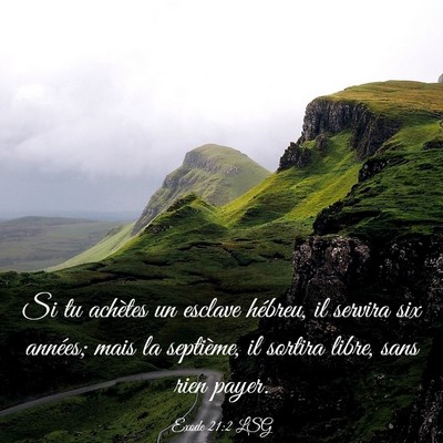Picture 03 - Exode 21:2 LSG - Si tu achètes un esclave hébreu, il servira six - Bible Verse Picture