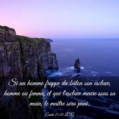 Picture 03 - Exode 21:20 LSG - Si un homme frappe du bâton son esclave, homme - Bible Verse Picture